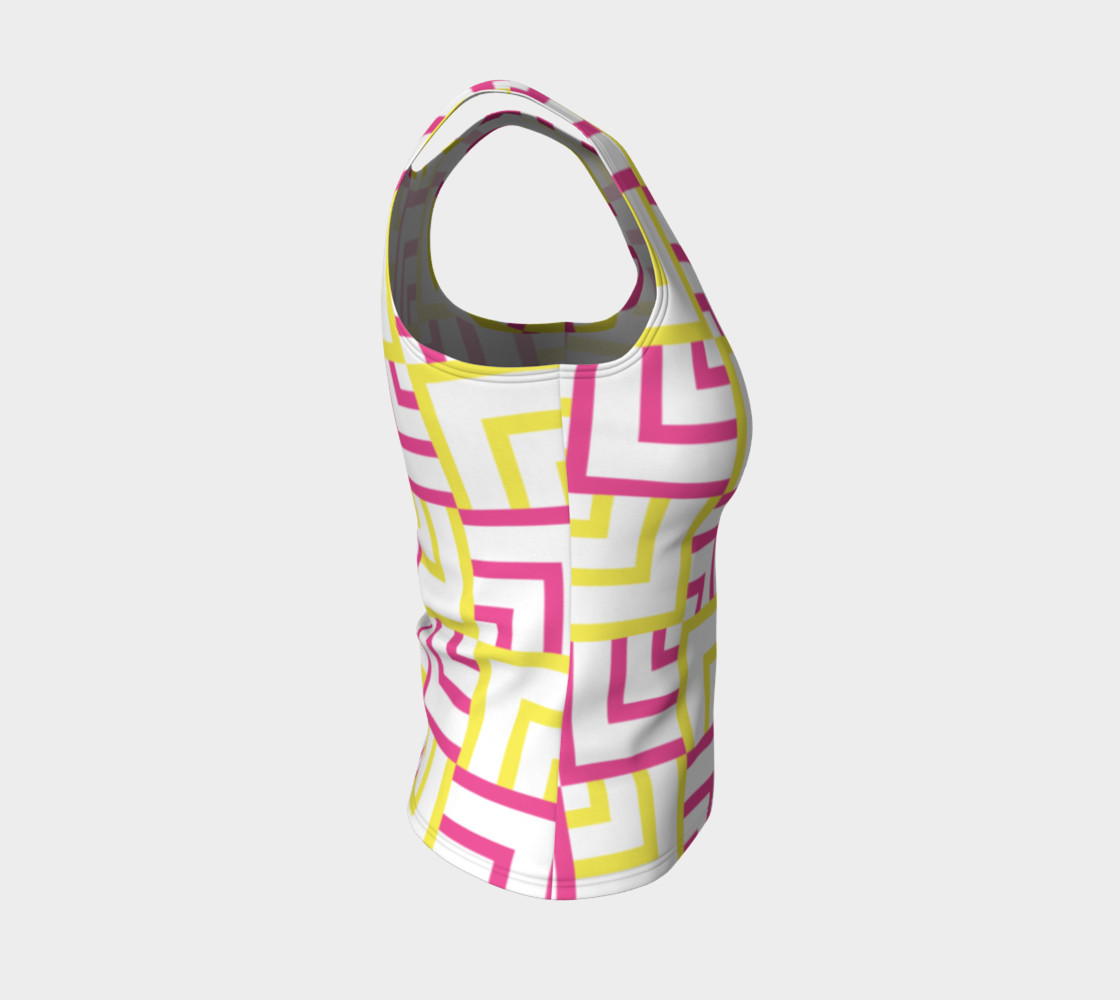 Pink and Yellow Squares Fitted Tank Top preview #4