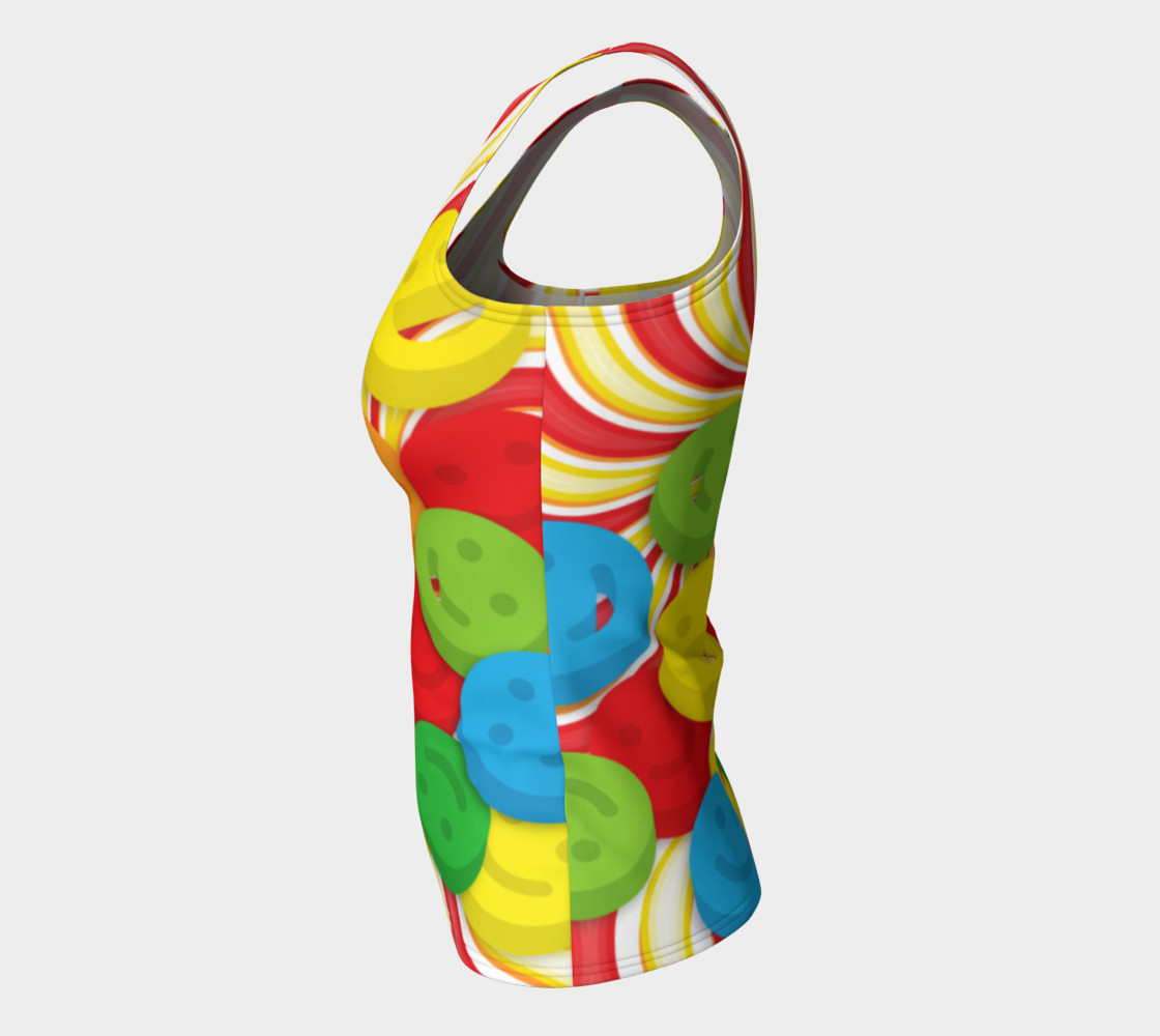 Aperçu de Rainbow Candy Swirls and Smiley Face Emojis Fitted Tank Top #7