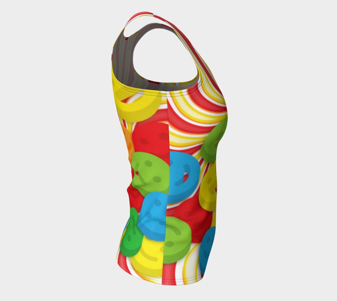 Aperçu de Rainbow Candy Swirls and Smiley Face Emojis Fitted Tank Top #8