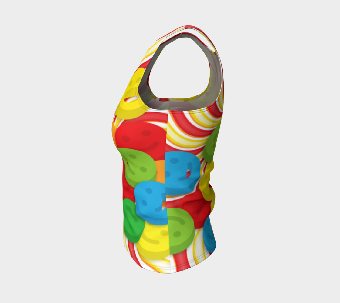 Aperçu de Rainbow Candy Swirls and Smiley Face Emojis Fitted Tank Top #3