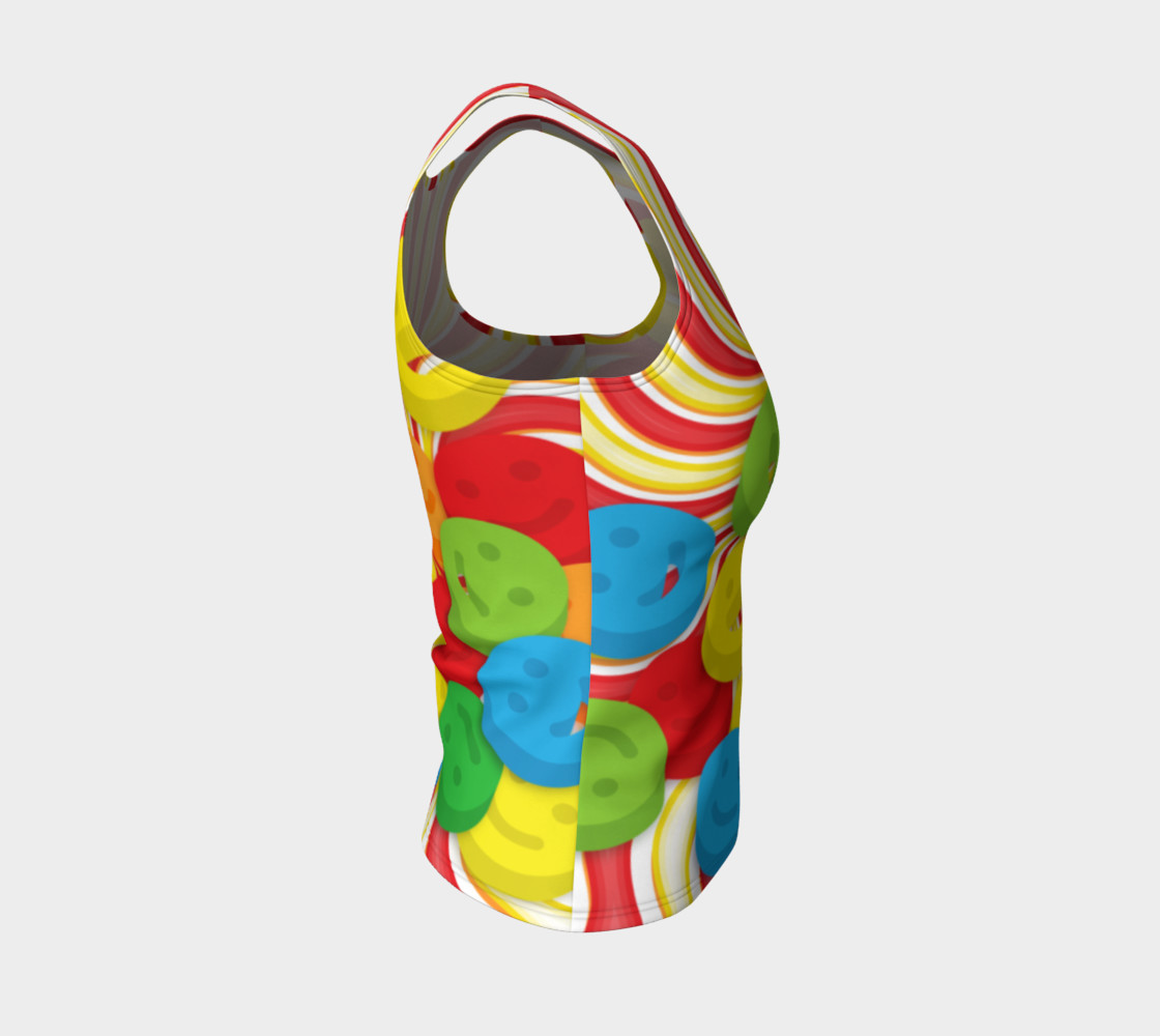 Aperçu de Rainbow Candy Swirls and Smiley Face Emojis Fitted Tank Top #4
