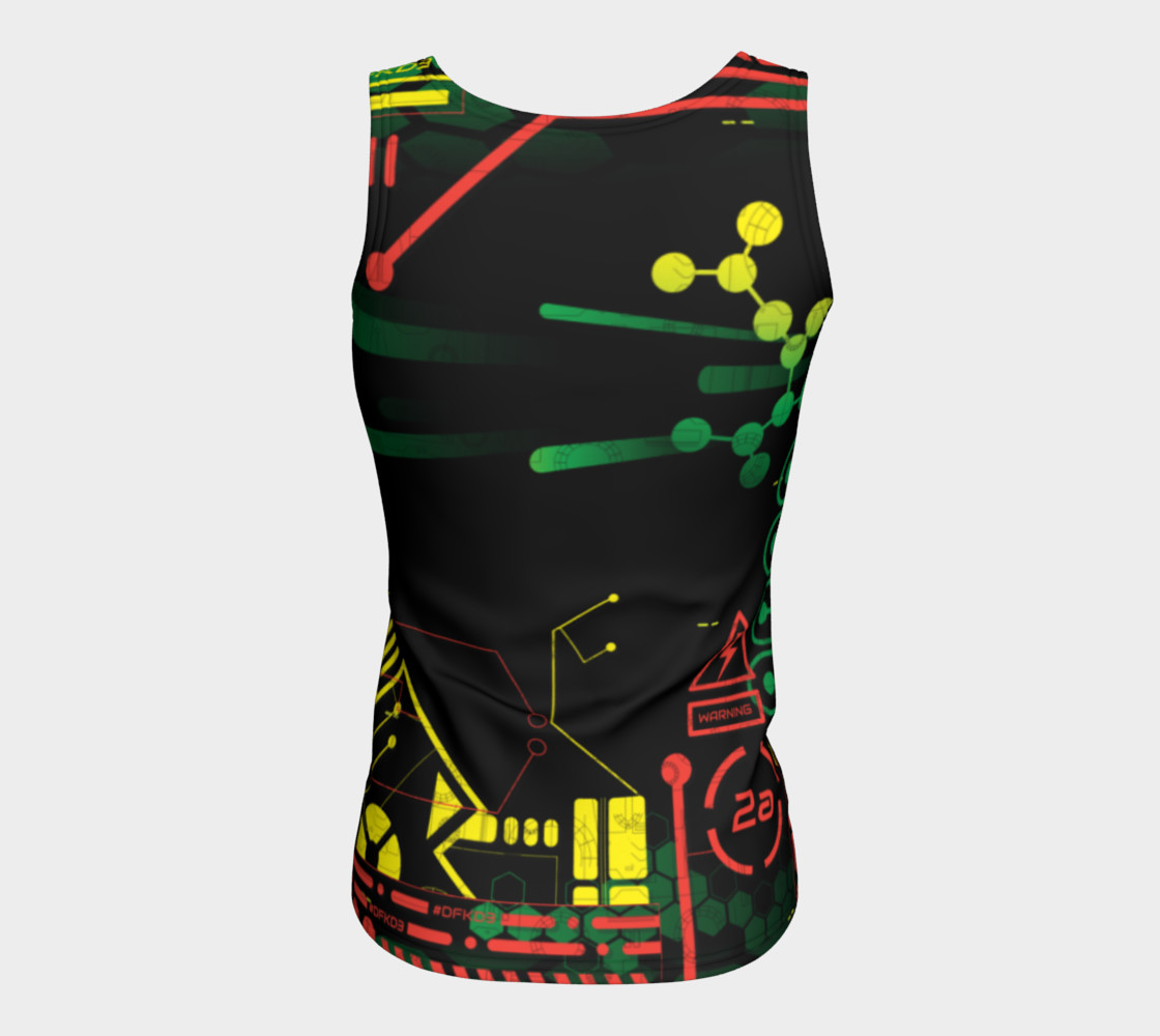 Aperçu de Futuristic Sci-Fi Techno Red Green Yellow Fitted Tank Top #6