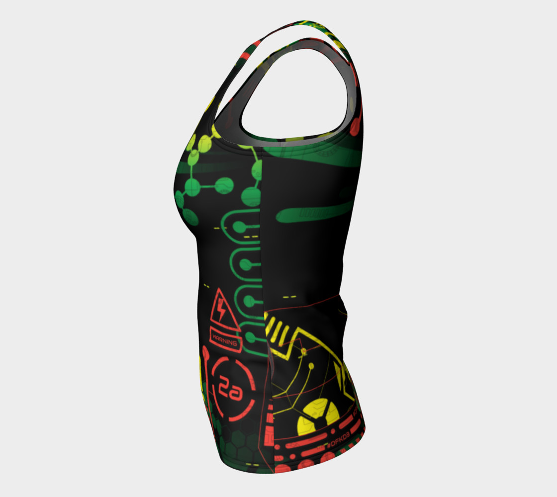 Aperçu de Futuristic Sci-Fi Techno Red Green Yellow Fitted Tank Top #7