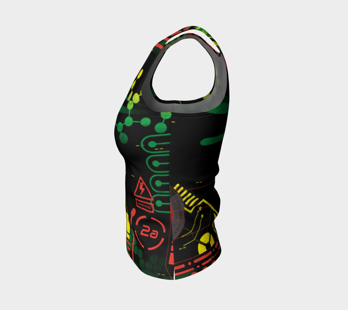 Aperçu de Futuristic Sci-Fi Techno Red Green Yellow Fitted Tank Top #3
