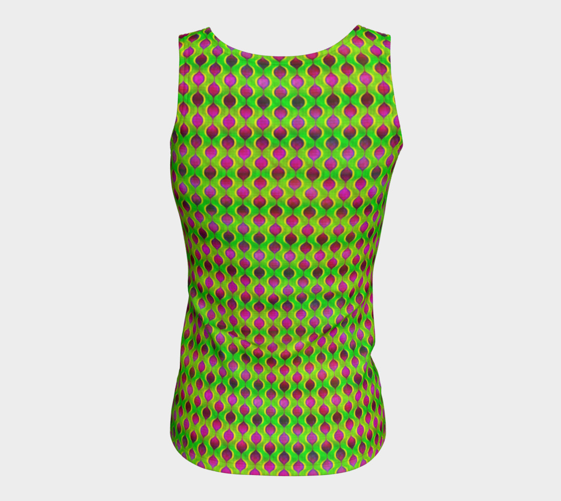 Fun Bright Green Purple Ogee Pattern Fitted Tank Top preview #6
