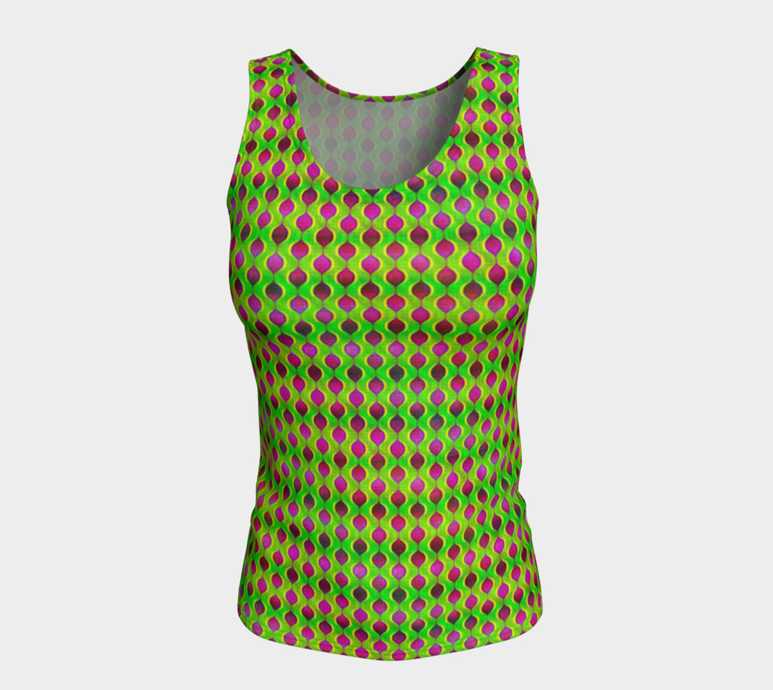 Fun Bright Green Purple Ogee Pattern Fitted Tank Top preview #5