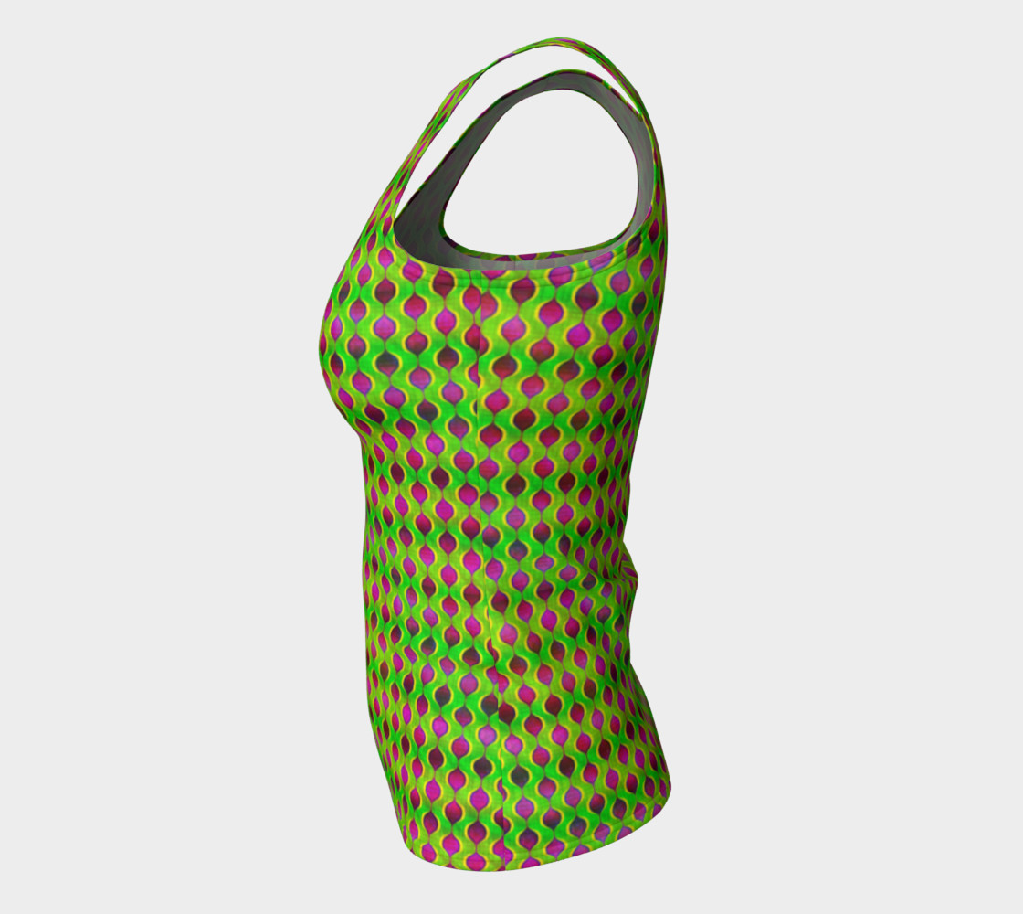 Fun Bright Green Purple Ogee Pattern Fitted Tank Top preview #7
