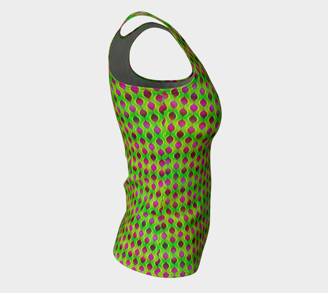 Fun Bright Green Purple Ogee Pattern Fitted Tank Top preview #8