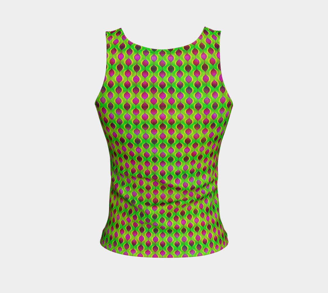 Fun Bright Green Purple Ogee Pattern Fitted Tank Top preview #2