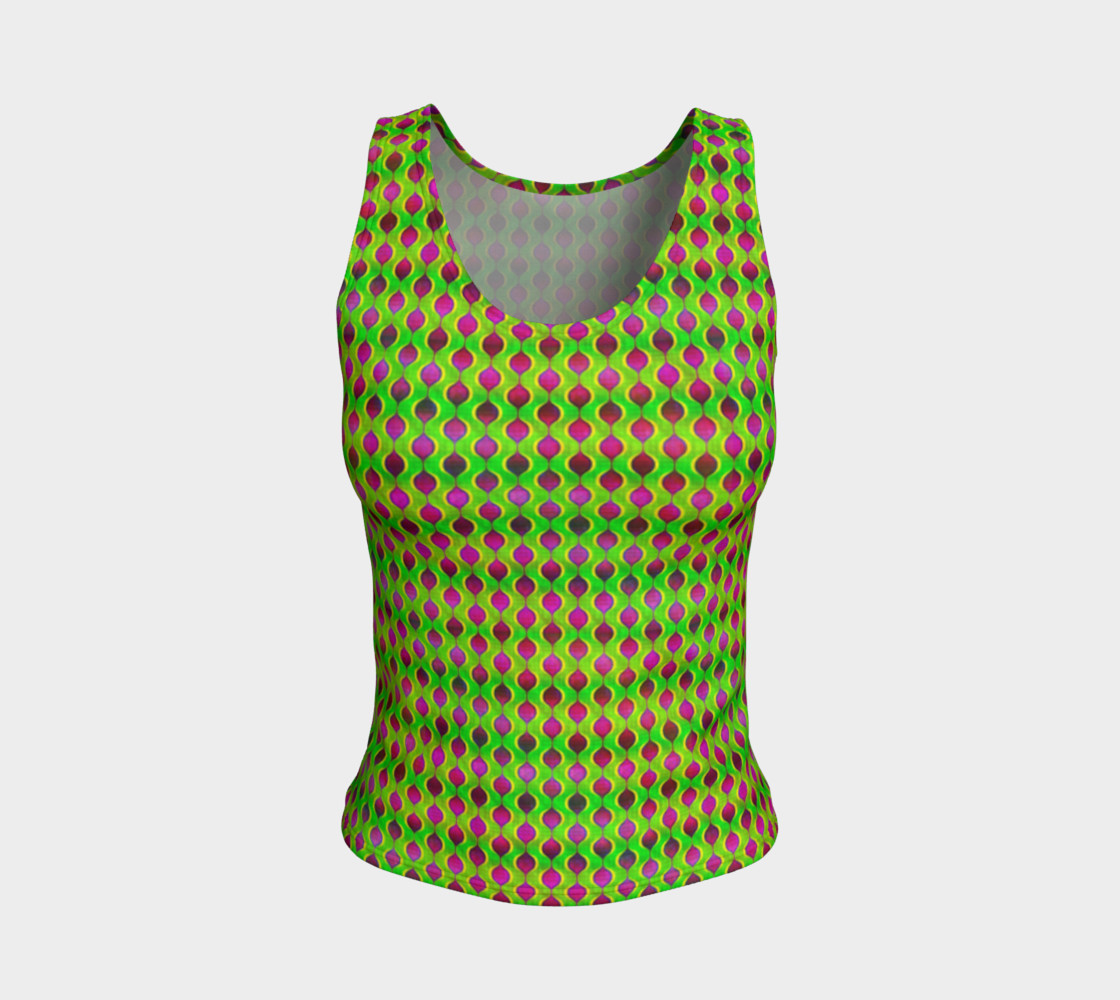 Fun Bright Green Purple Ogee Pattern Fitted Tank Top preview #1
