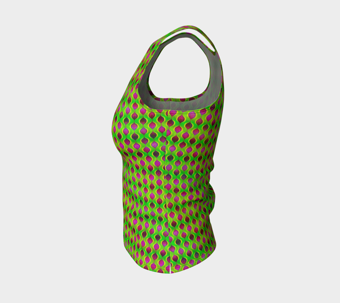 Fun Bright Green Purple Ogee Pattern Fitted Tank Top preview #3