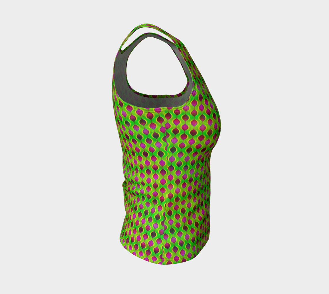 Fun Bright Green Purple Ogee Pattern Fitted Tank Top preview #4
