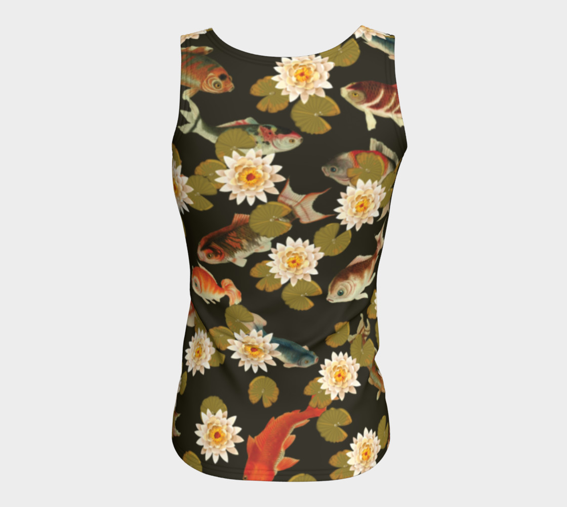 Koi & Lily Pads in Dark Water - Fitted Tank Top preview #6