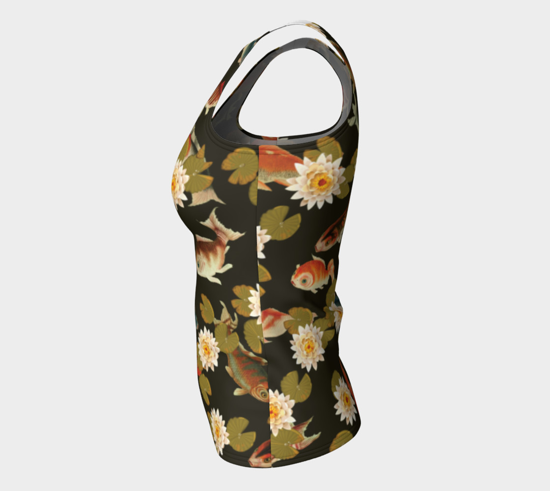 Koi & Lily Pads in Dark Water - Fitted Tank Top preview #7