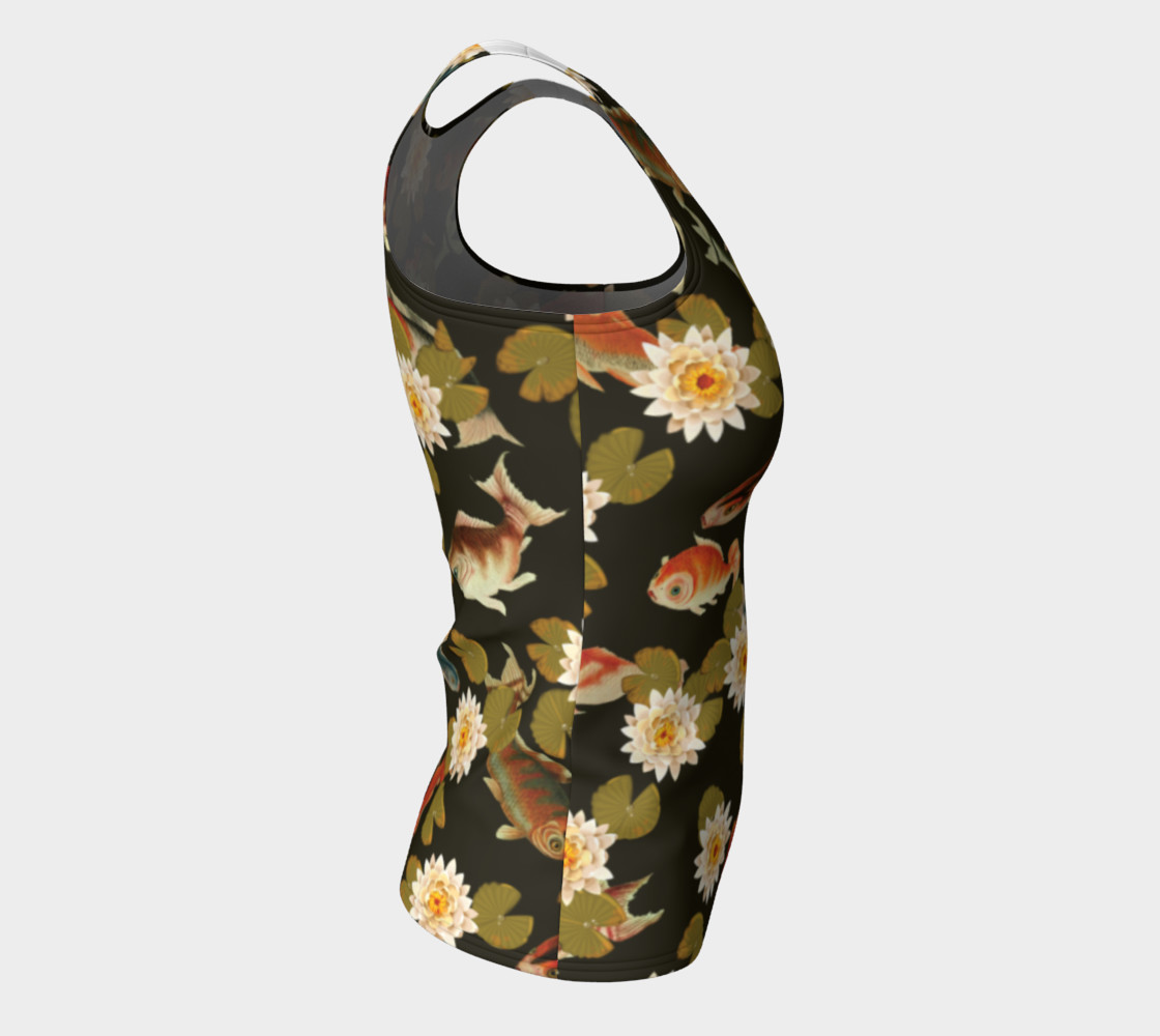 Koi & Lily Pads in Dark Water - Fitted Tank Top preview #8