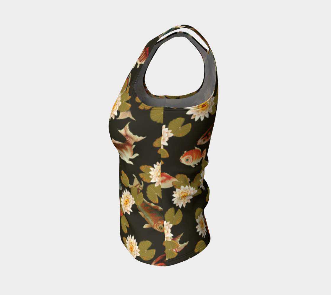 Koi & Lily Pads in Dark Water - Fitted Tank Top preview #3