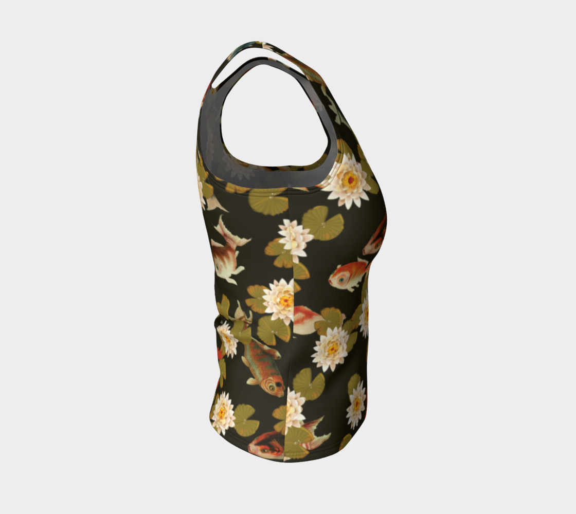 Koi & Lily Pads in Dark Water - Fitted Tank Top preview #4