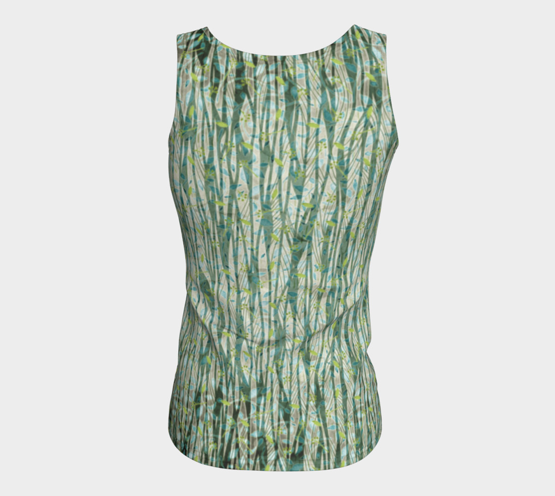 Blue Green Black Nature Floral Fitted Tank Top preview #6