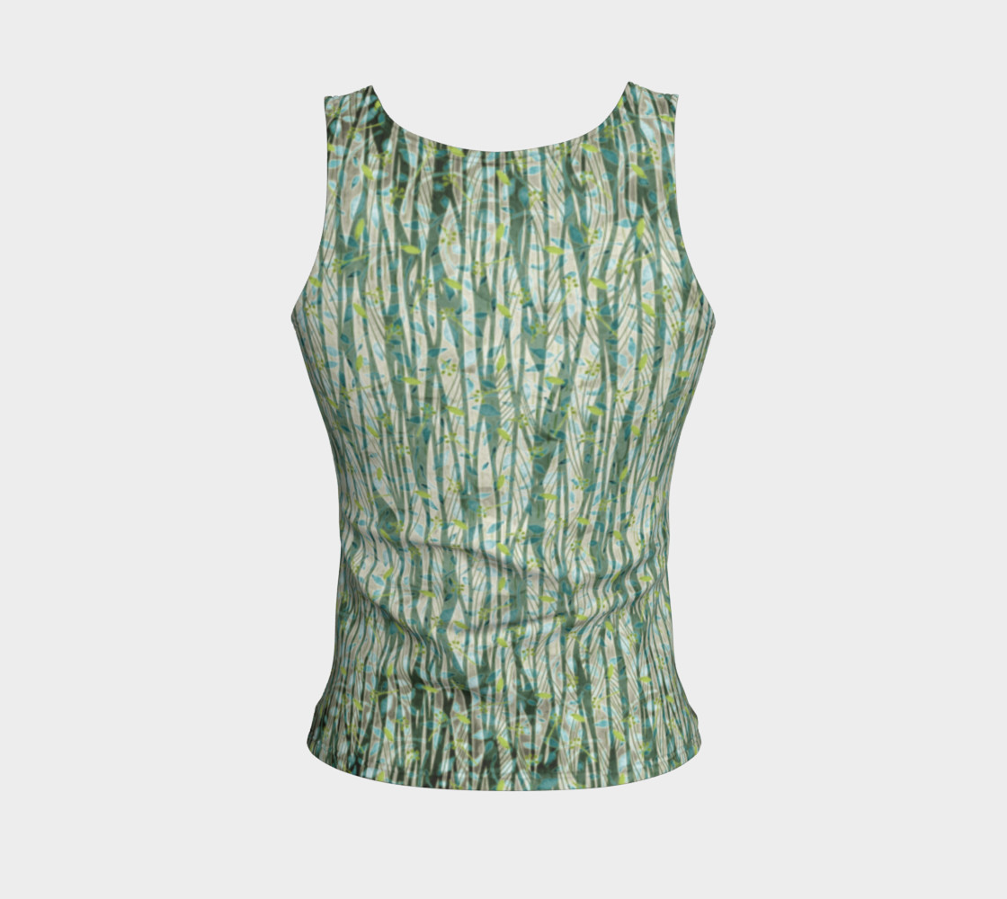 Blue Green Black Nature Floral Fitted Tank Top preview #2