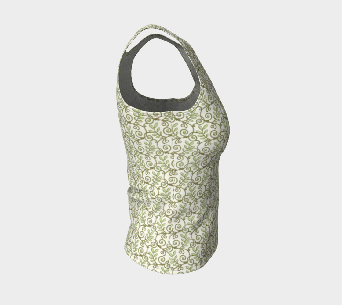 Green Cream Leafy Lace Floral Fitted Tank Top preview #4