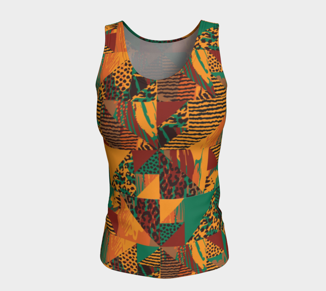 Abstract Safari Print Fitted Tank Top preview #5
