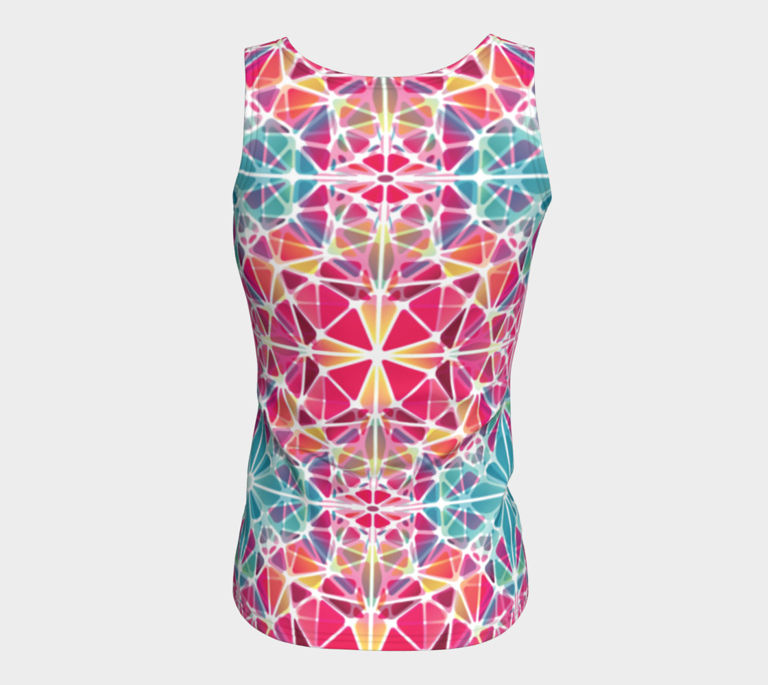 Pink and Blue Kaleidoscope Fitted Tank Top preview #6