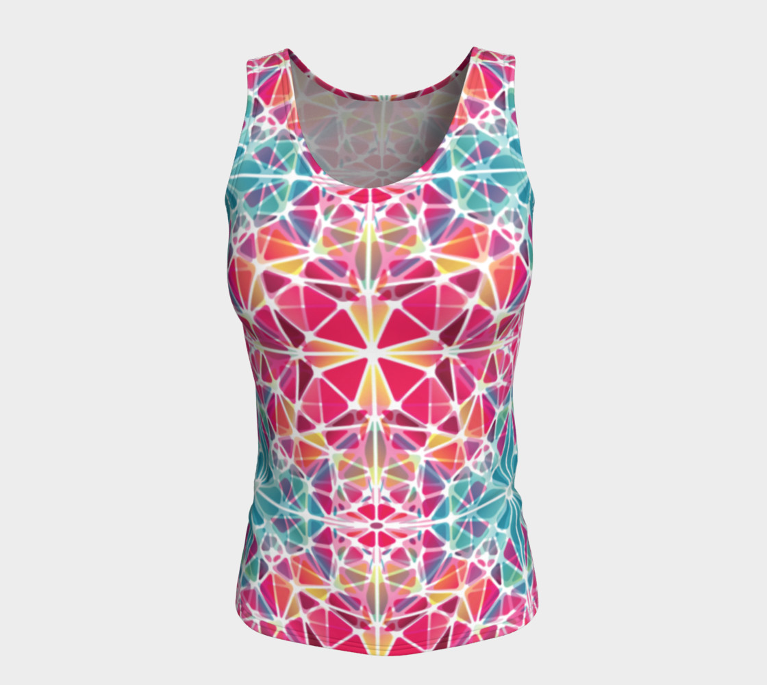 Pink and Blue Kaleidoscope Fitted Tank Top preview #5