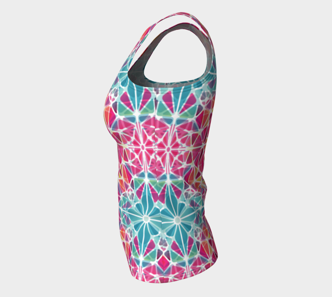 Pink and Blue Kaleidoscope Fitted Tank Top preview #7