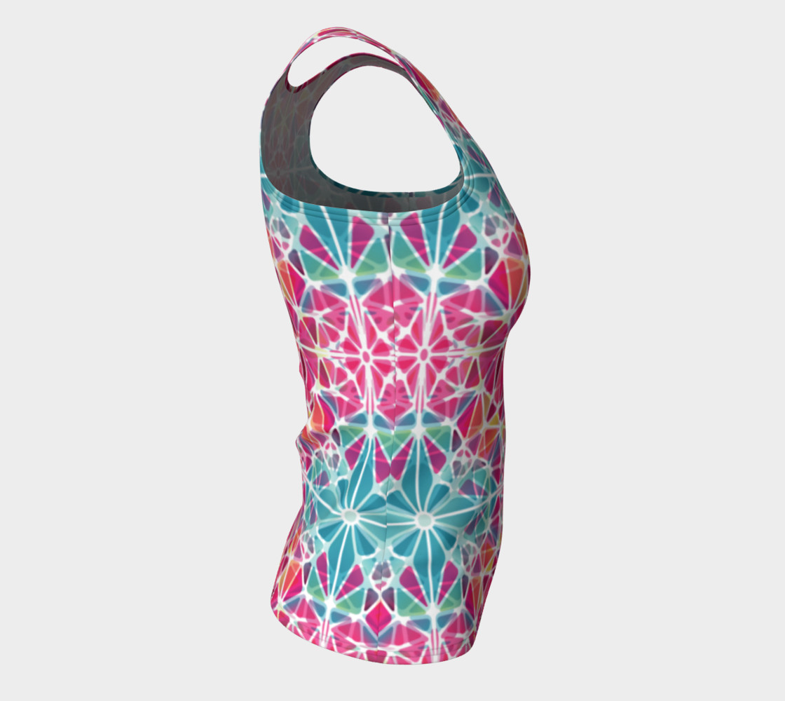 Pink and Blue Kaleidoscope Fitted Tank Top preview #8