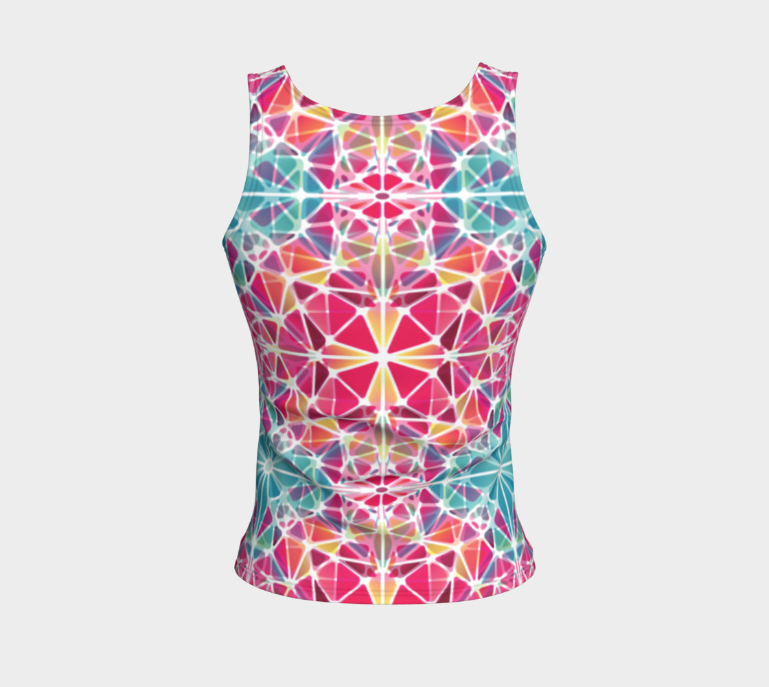 Pink and Blue Kaleidoscope Fitted Tank Top preview #2