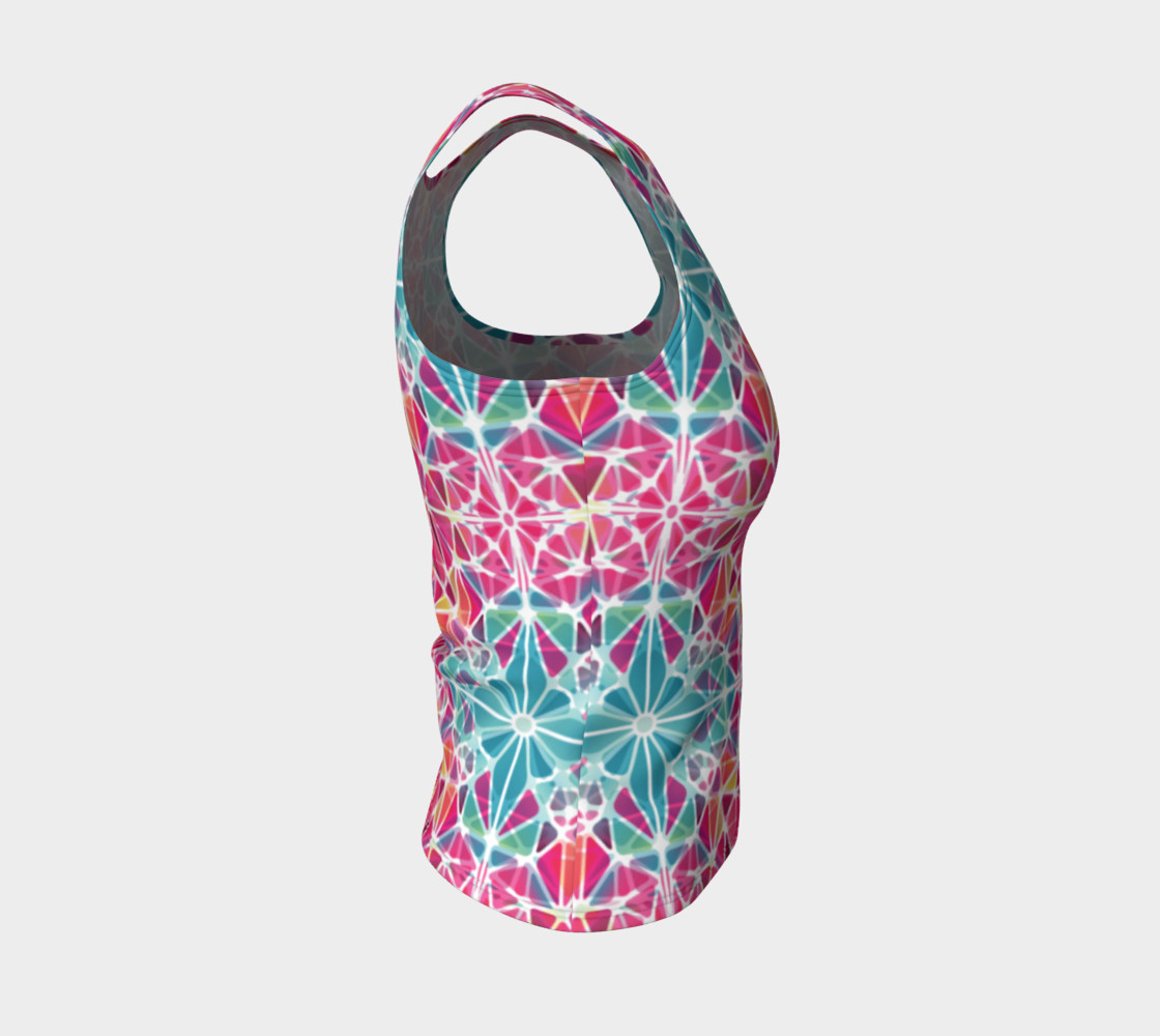 Pink and Blue Kaleidoscope Fitted Tank Top preview #4