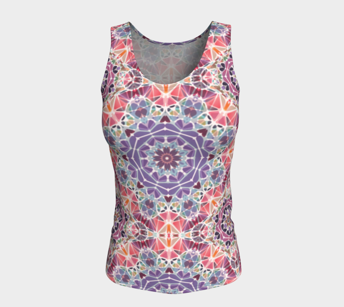 Purple and Pink Kaleidoscope Fitted Tank Top preview #5