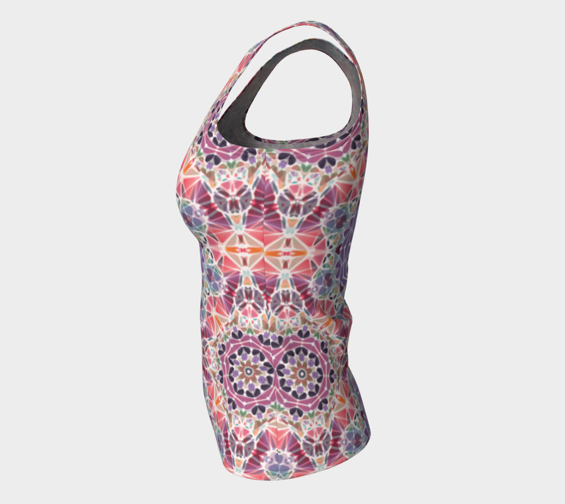 Purple and Pink Kaleidoscope Fitted Tank Top preview #7