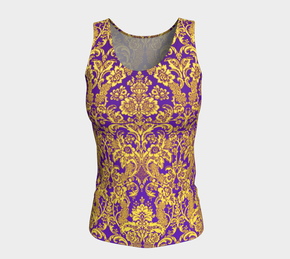 Aperçu de damask in purple and golden #5