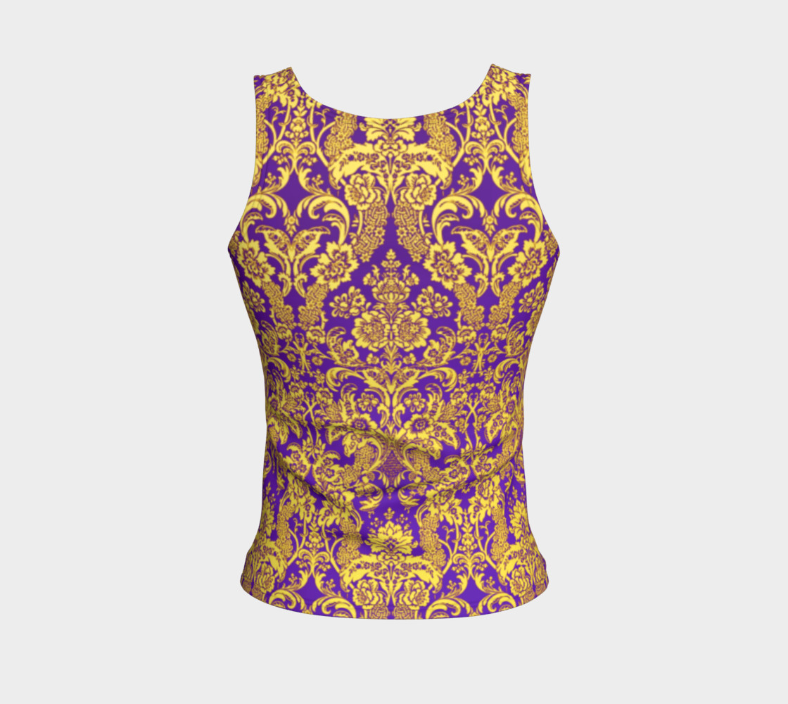 Aperçu de damask in purple and golden #2