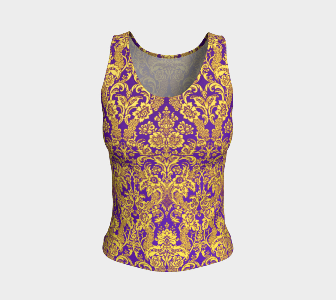 Aperçu de damask in purple and golden #1