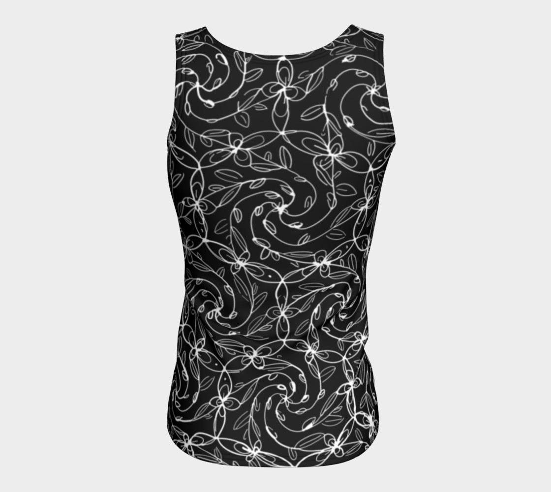 Aperçu de Spiral VInes Tank Top, Black and White, Celtic Spiral Floral #6