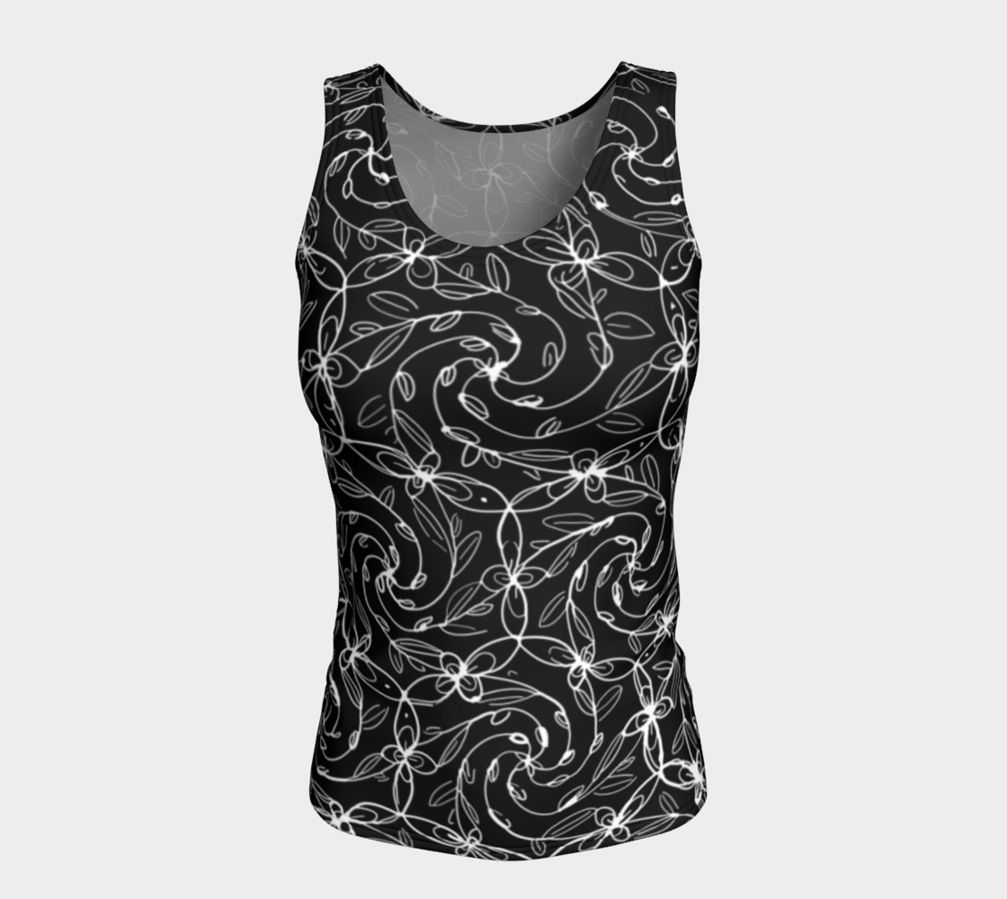 Aperçu de Spiral VInes Tank Top, Black and White, Celtic Spiral Floral #5