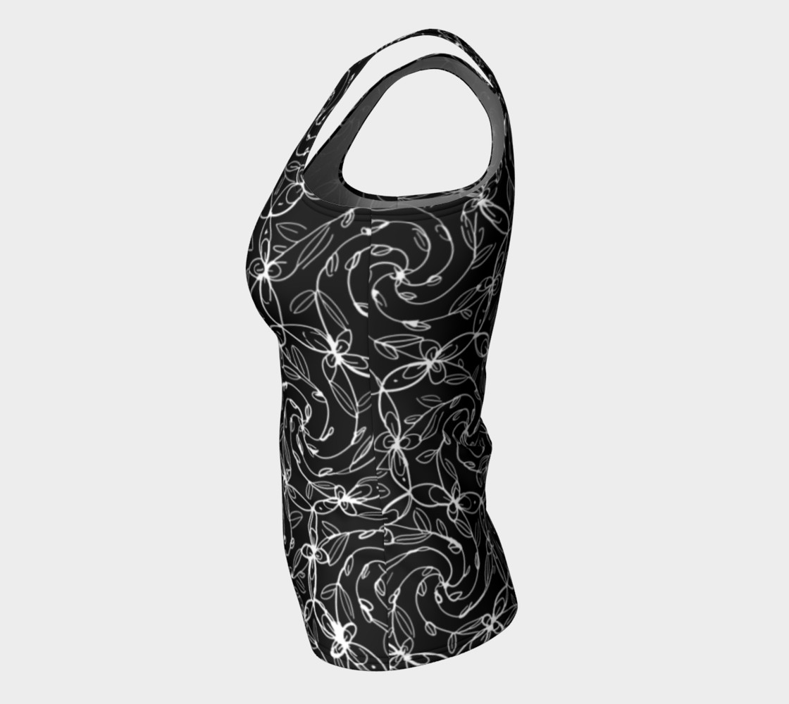 Aperçu de Spiral VInes Tank Top, Black and White, Celtic Spiral Floral #7