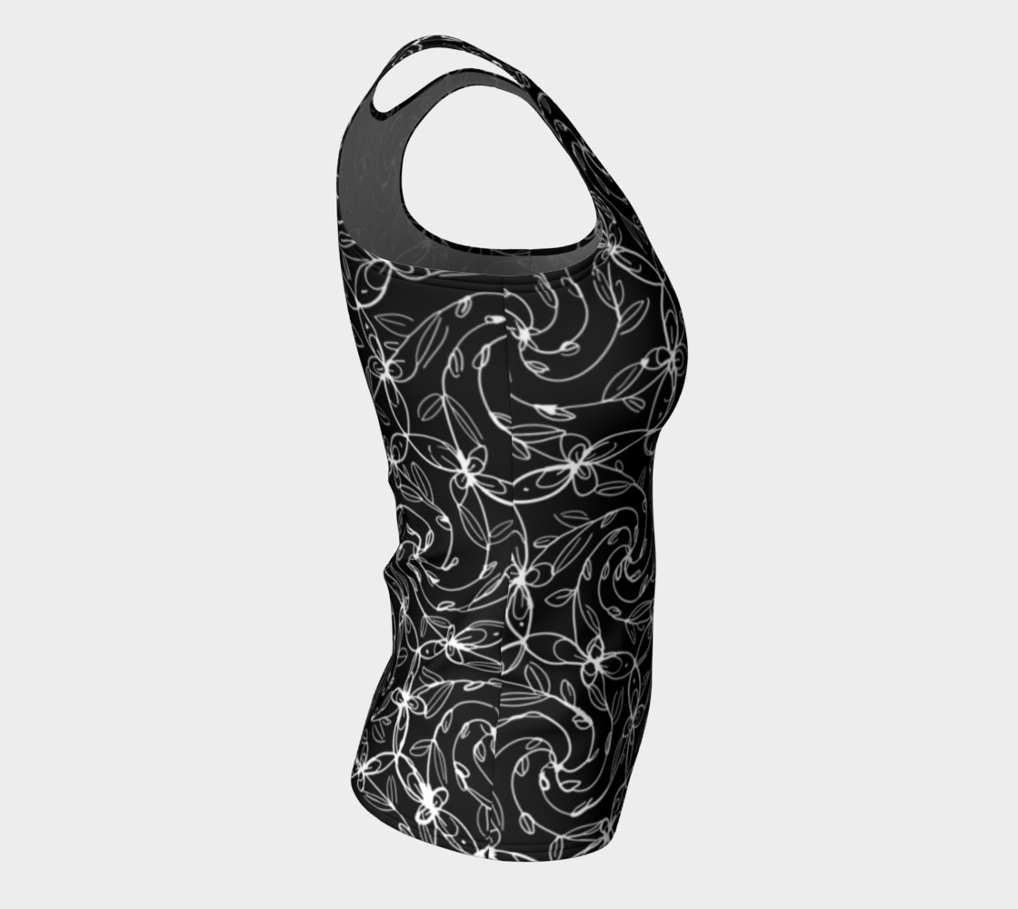 Aperçu de Spiral VInes Tank Top, Black and White, Celtic Spiral Floral #8
