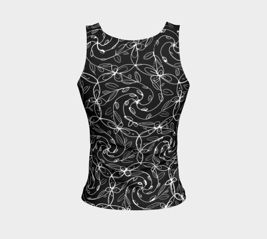 Aperçu de Spiral VInes Tank Top, Black and White, Celtic Spiral Floral #2
