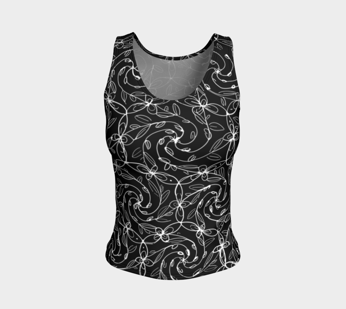 Aperçu de Spiral VInes Tank Top, Black and White, Celtic Spiral Floral #1