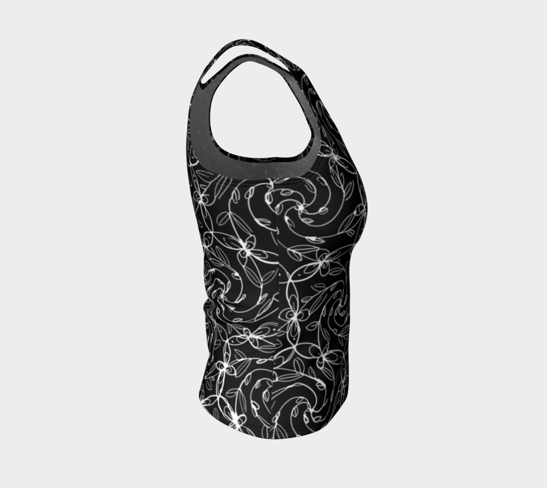 Aperçu de Spiral VInes Tank Top, Black and White, Celtic Spiral Floral #4