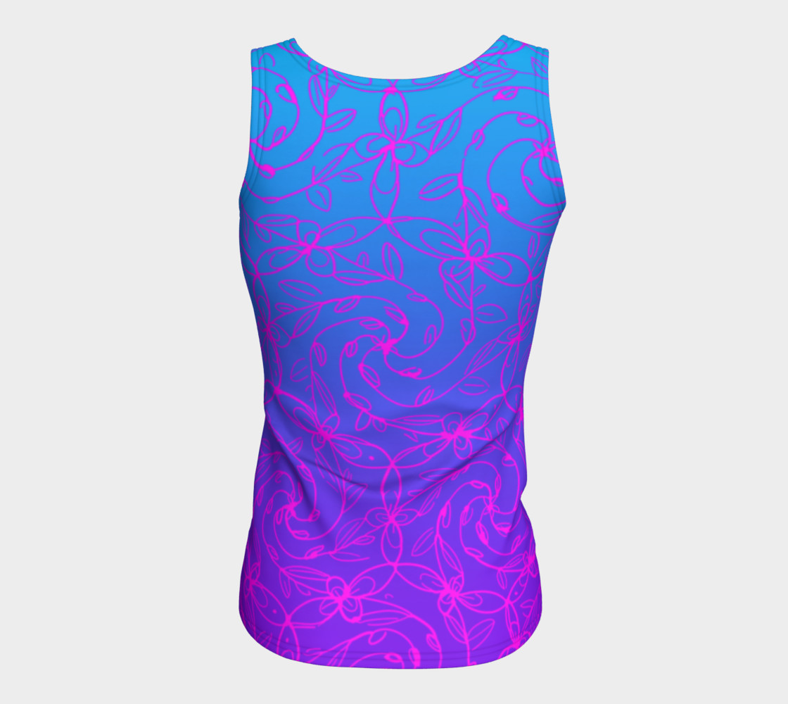 Aperçu de Magenta Blue Ombre, Psychedelic Spiral Vines, Yoga Raver Festival Tank Top #6