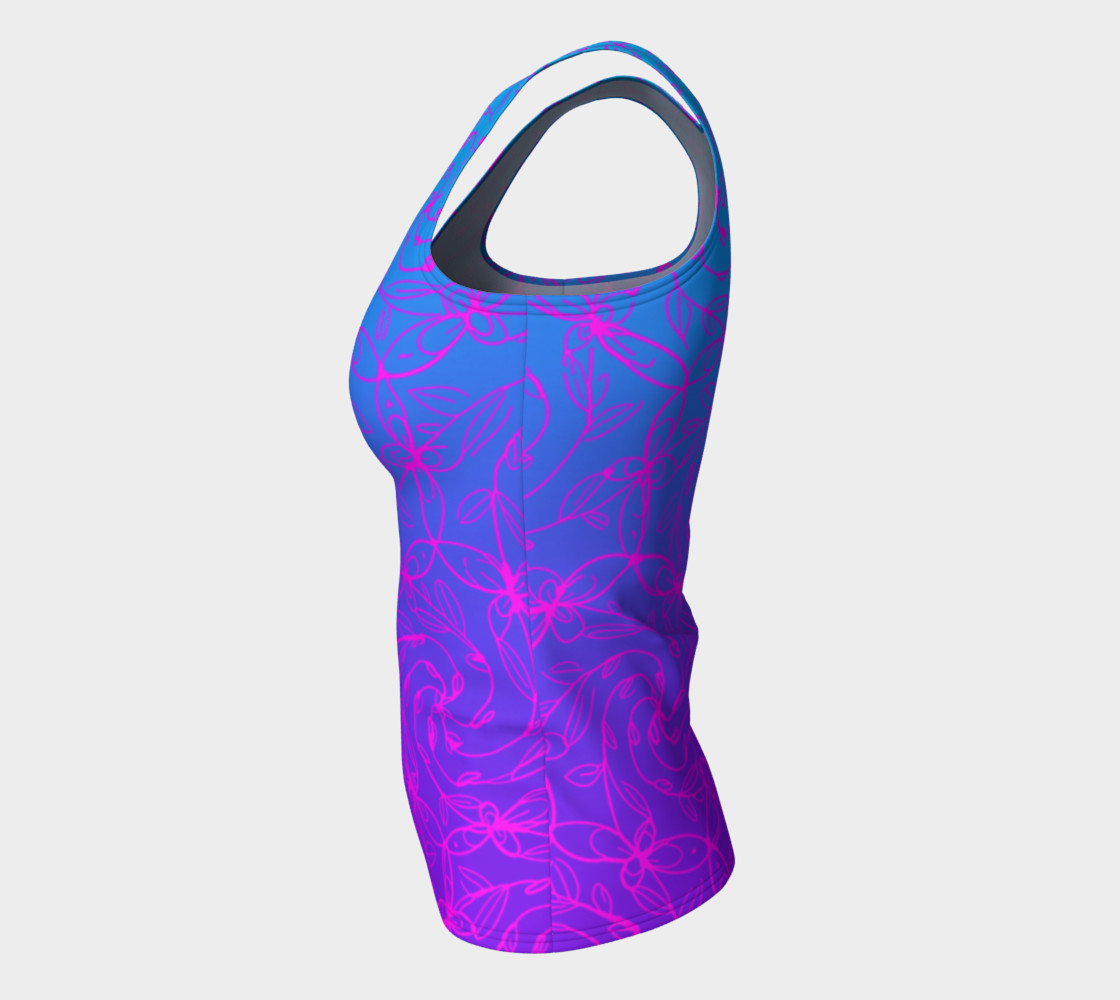 Aperçu de Magenta Blue Ombre, Psychedelic Spiral Vines, Yoga Raver Festival Tank Top #7