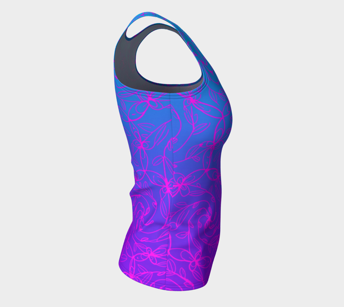 Aperçu de Magenta Blue Ombre, Psychedelic Spiral Vines, Yoga Raver Festival Tank Top #8