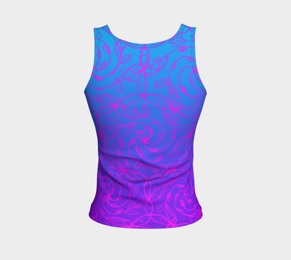 Aperçu de Magenta Blue Ombre, Psychedelic Spiral Vines, Yoga Raver Festival Tank Top #2