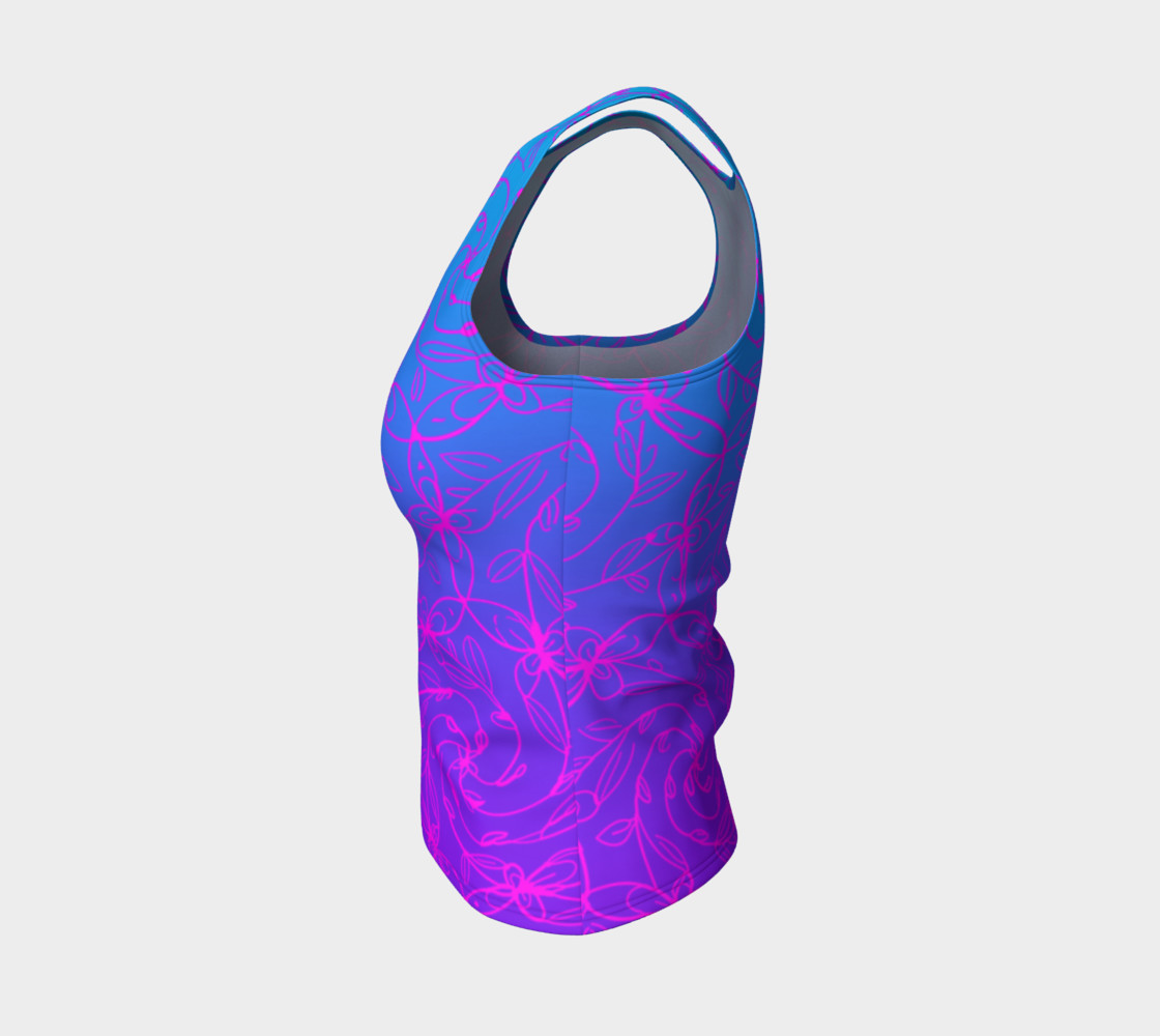 Aperçu de Magenta Blue Ombre, Psychedelic Spiral Vines, Yoga Raver Festival Tank Top #3