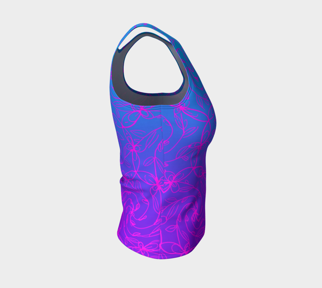 Aperçu de Magenta Blue Ombre, Psychedelic Spiral Vines, Yoga Raver Festival Tank Top #4