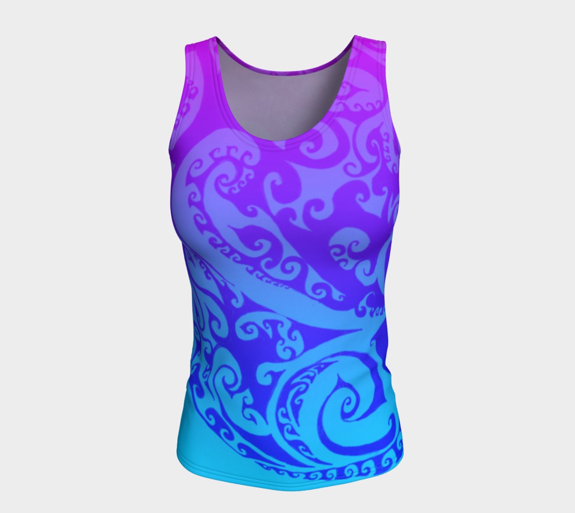 Aperçu de Swirly Deco Psychedelic Ombre, Tank Top, Pink Blue and Purple #5